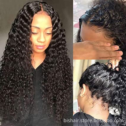 30-inch deep wave front wig wet curly wavy Brazilian 100% real human hair Full HD lace front wig water wave front mesh wig